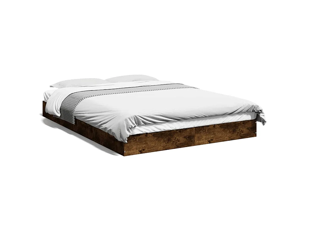 Cadre de lit sans matelas chêne fumé 140x200 cm bois ingénierie