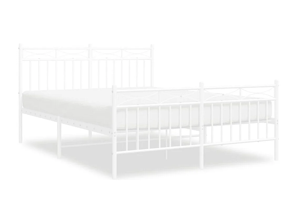 Giroletto con Testiera e Pediera Metallo Bianco 140x190 cm