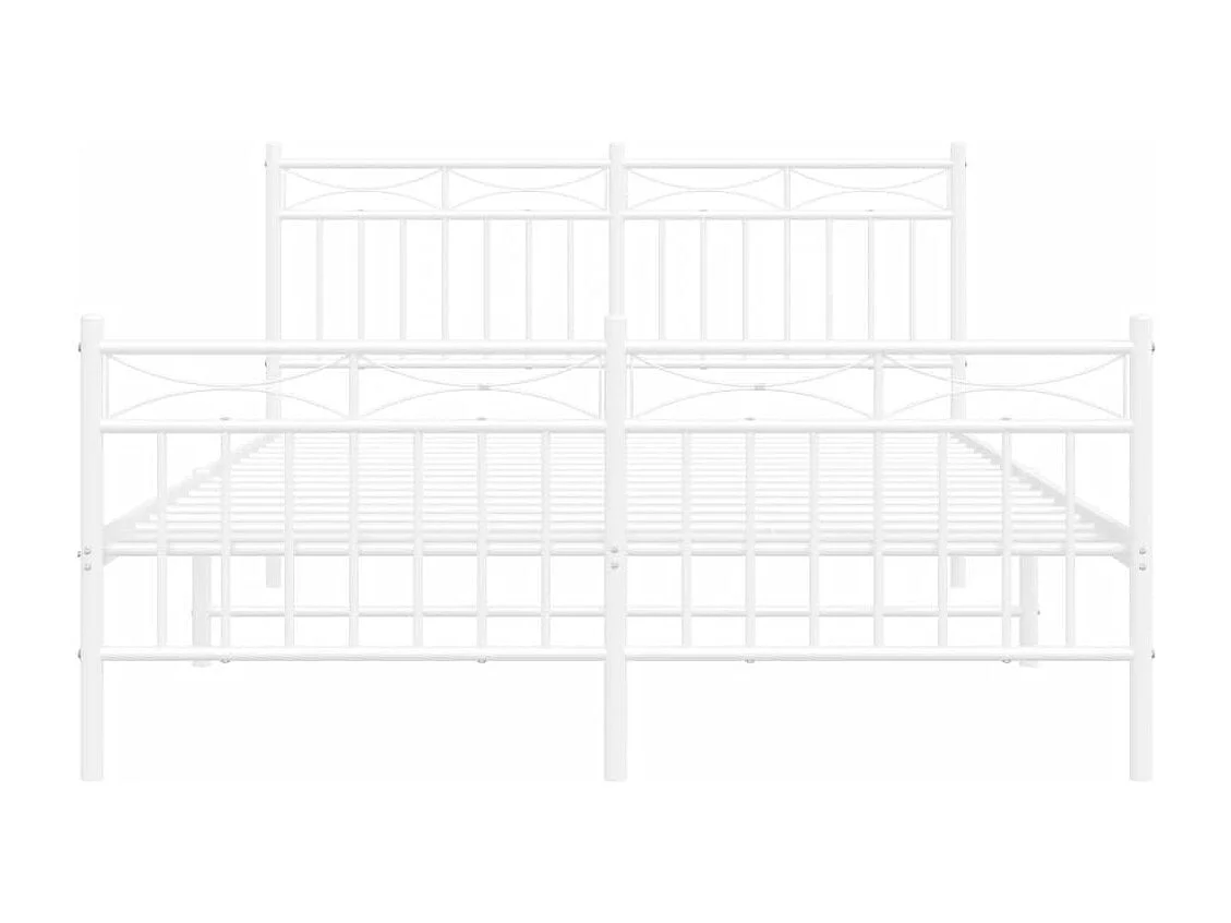 Giroletto con Testiera e Pediera Metallo Bianco 140x190 cm