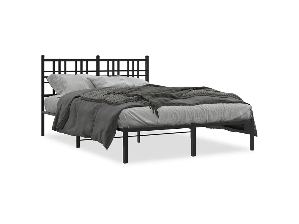 Estructura cama sin colchón con cabecero metal negro 135x190 cm