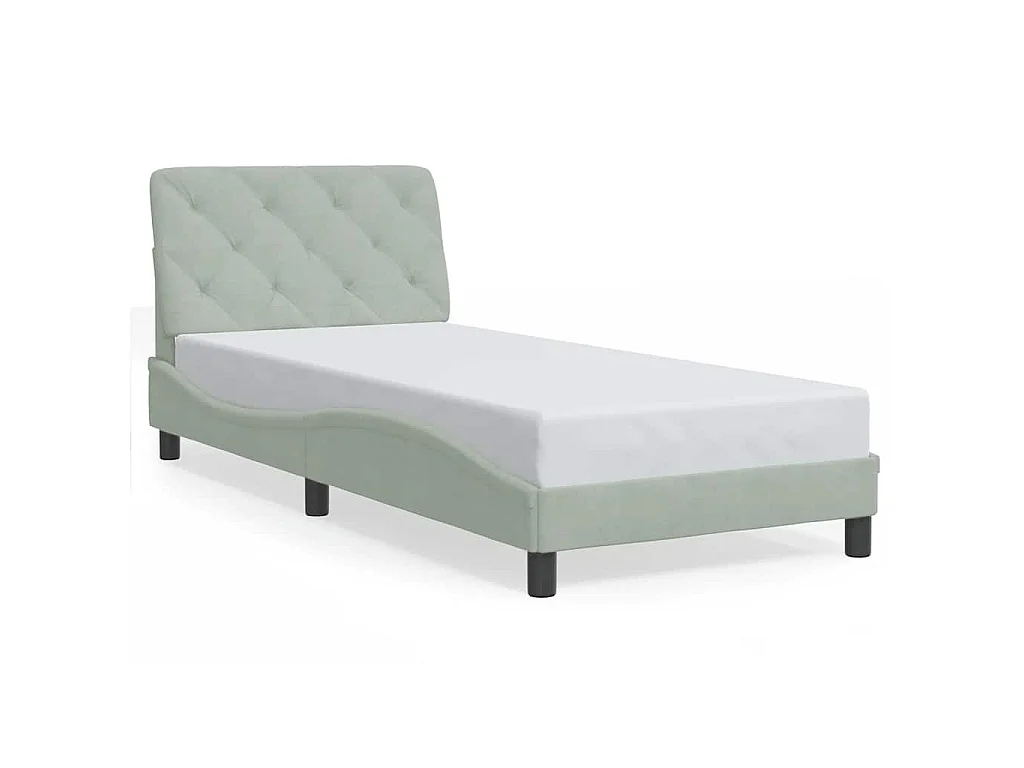 Bettgestell ohne Matratze Hellgrau 90x200 cm Samt