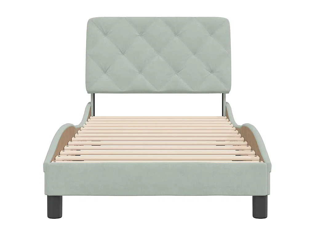 Bettgestell ohne Matratze Hellgrau 90x200 cm Samt