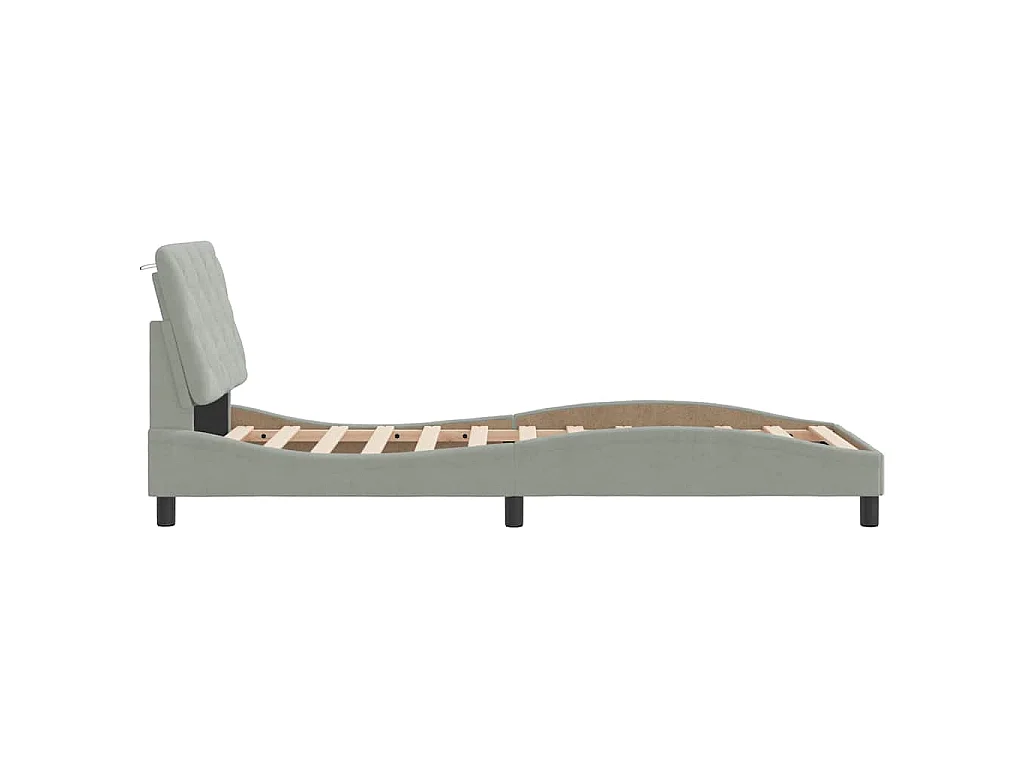 Bettgestell ohne Matratze Hellgrau 90x200 cm Samt