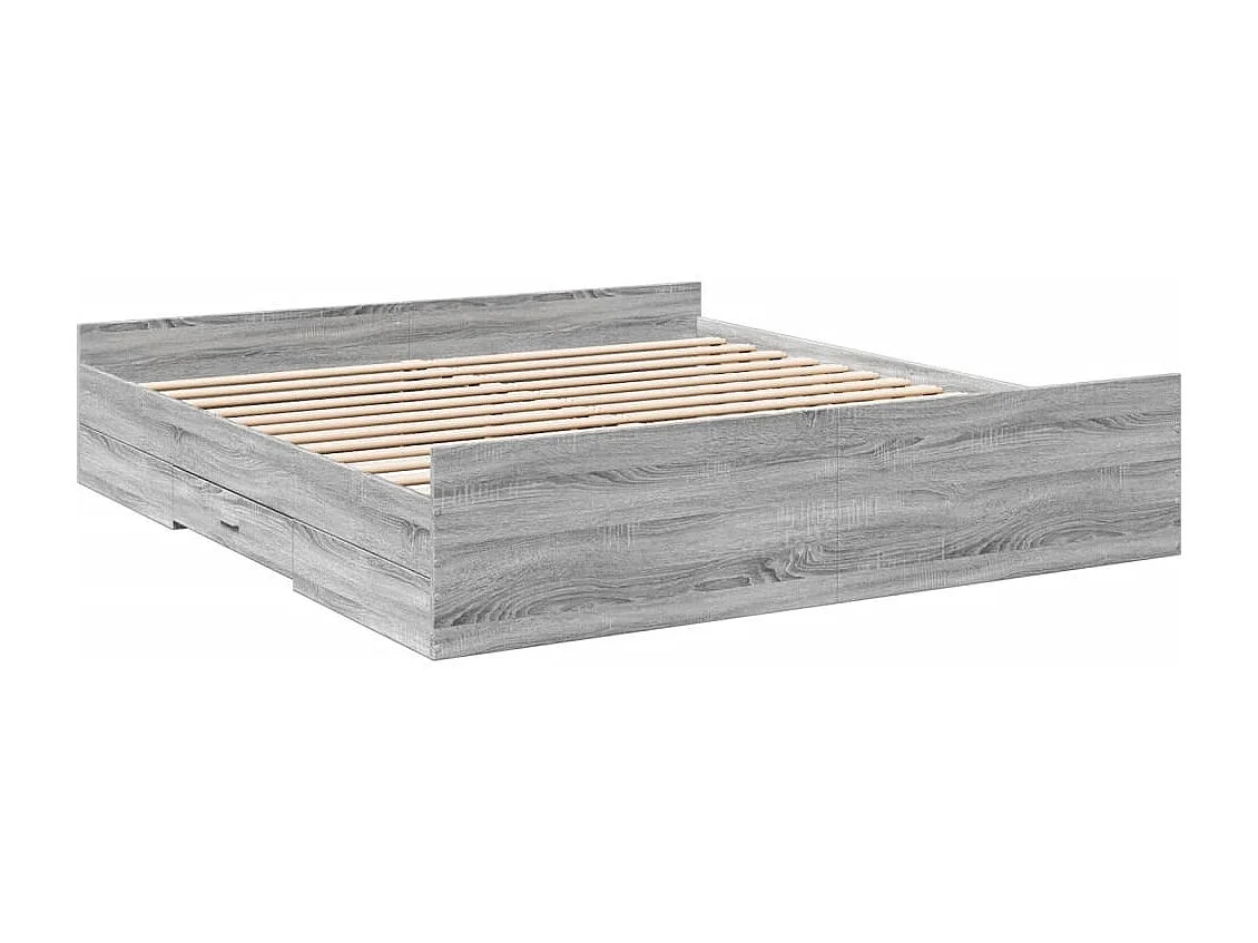 Bettgestell mit Schubladen Grau Sonoma 180x200cm Holzwerkstoff