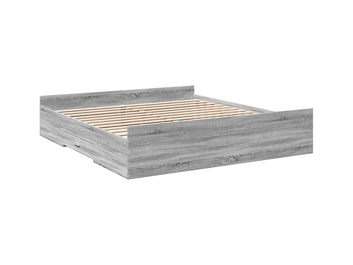 Bedframe met lades bewerkt hout grijs sonoma eiken 180x200 cm