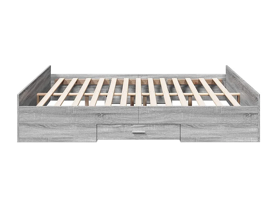 Cadre de lit avec tiroirs sans matelas sonoma gris 180x200 cm