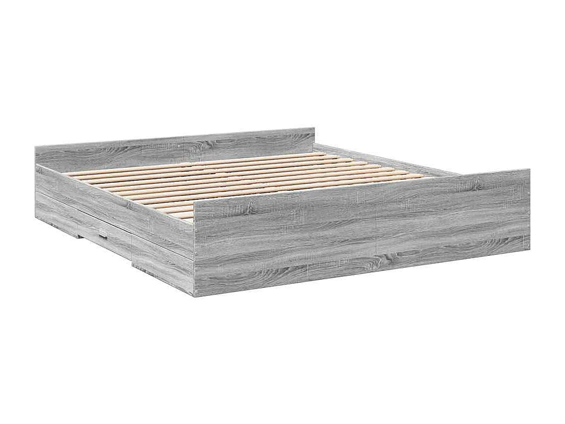 Bedframe met lades bewerkt hout grijs sonoma eiken 180x200 cm