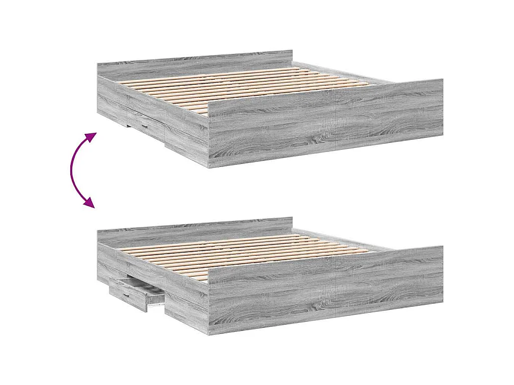 Bedframe met lades bewerkt hout grijs sonoma eiken 180x200 cm