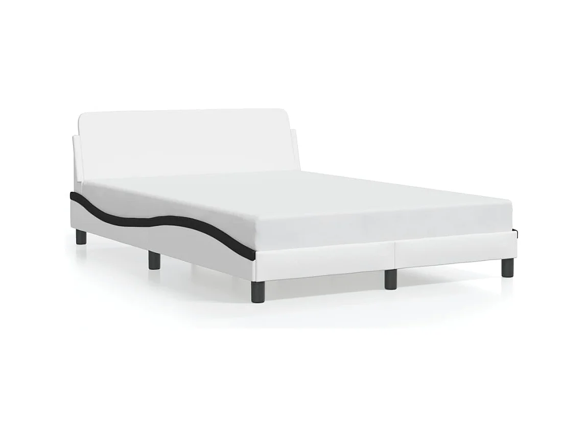 Cadre de lit sans matelas blanc et noir 140x200 cm similicuir