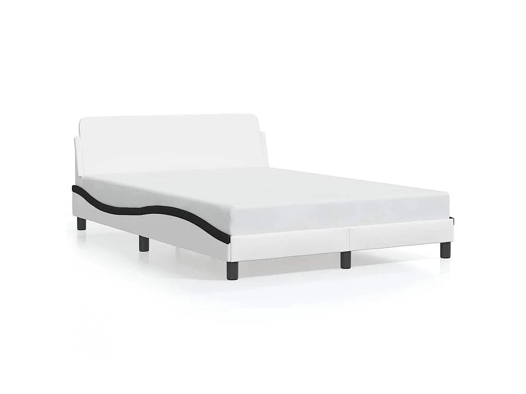 Bettgestell "Dover" Weiß und Schwarz 140x200 cm Kunstleder