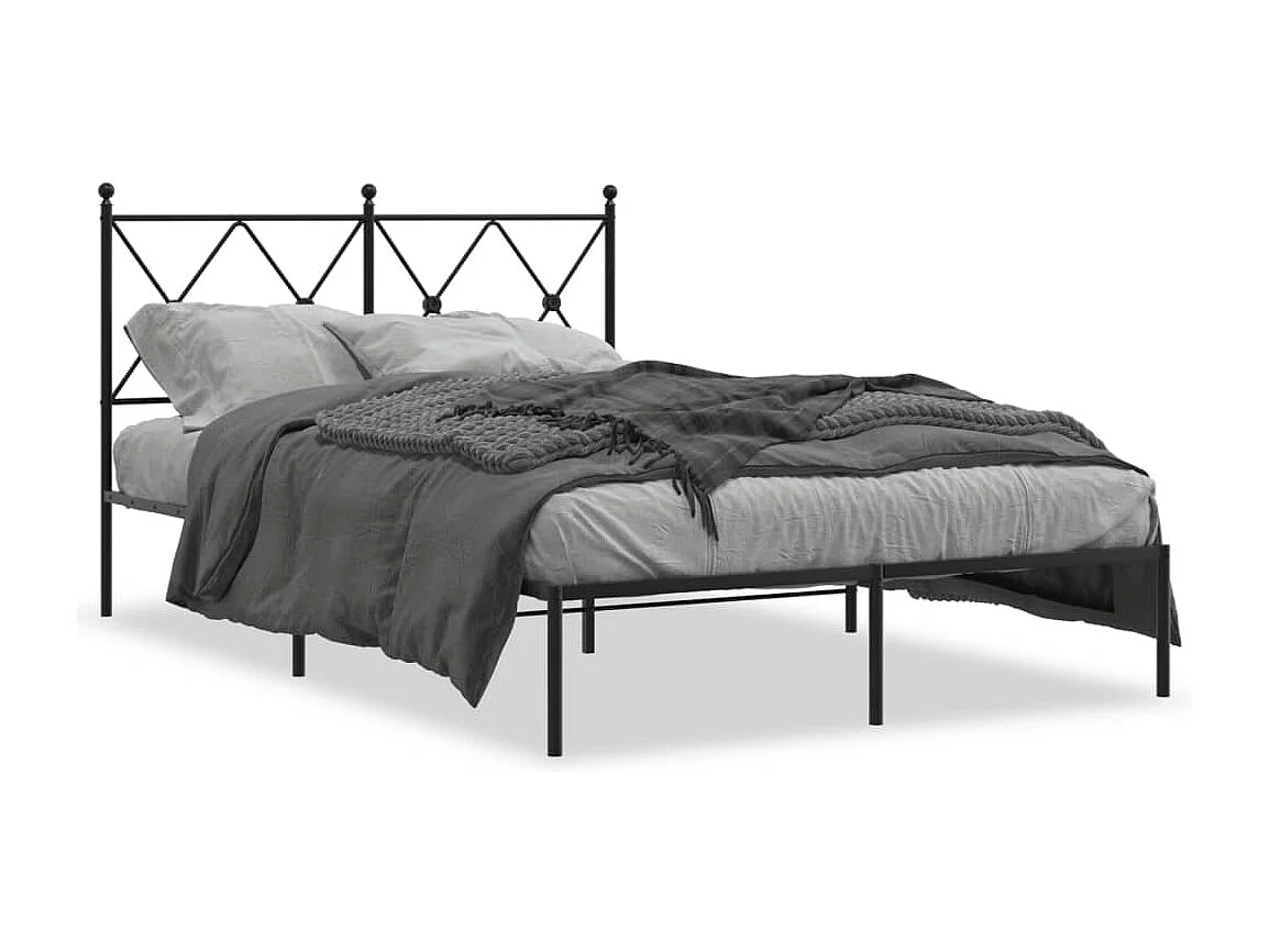 Cadre de lit métal sans matelas avec tête de lit noir 120x200cm