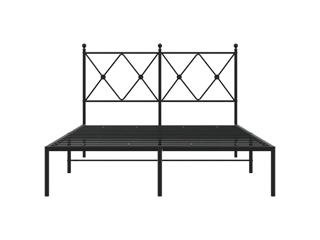 Cadre de lit métal sans matelas avec tête de lit noir 120x200cm
