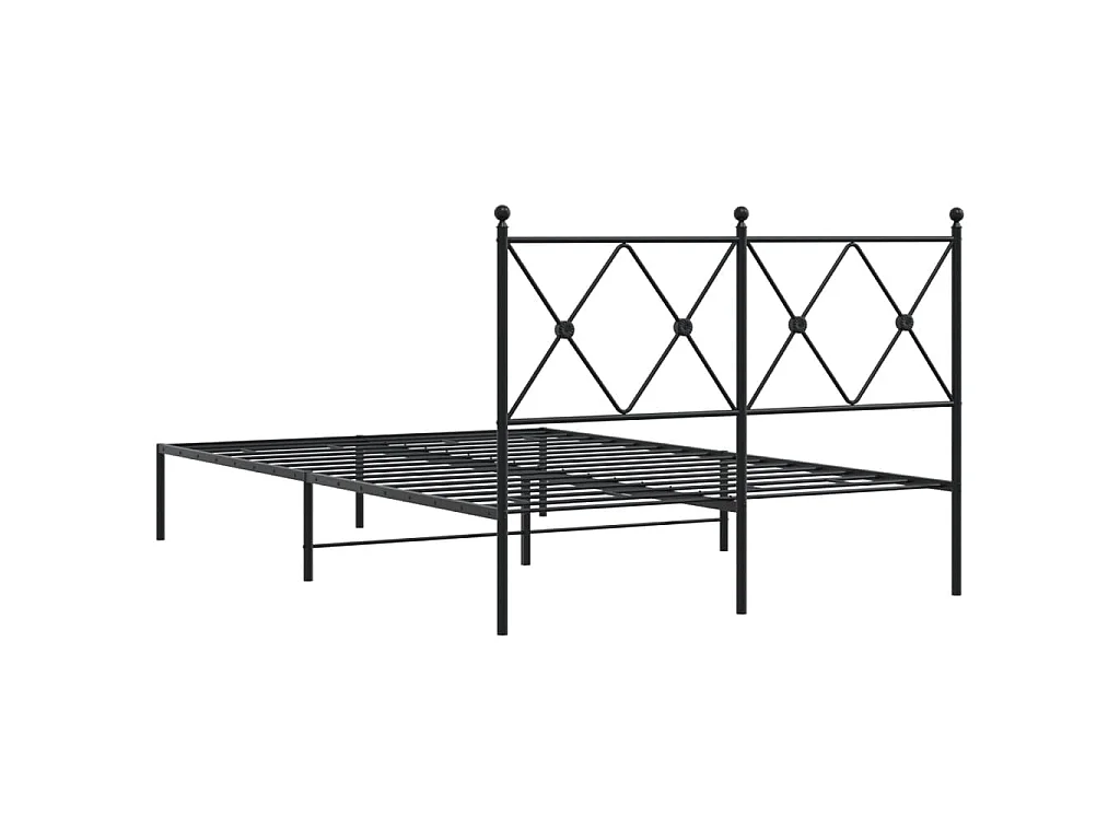 Cadre de lit métal sans matelas avec tête de lit noir 120x200cm