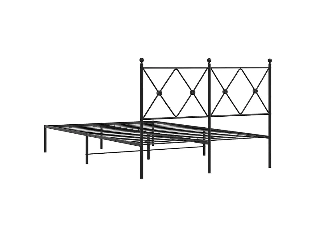Cadre de lit métal sans matelas avec tête de lit noir 120x200cm