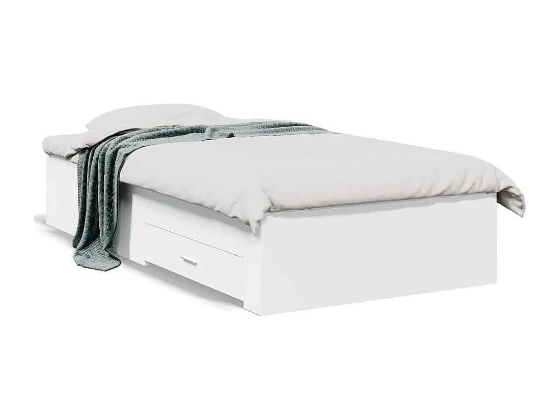 Bedframe met lades bewerkt hout wit 90x190 cm