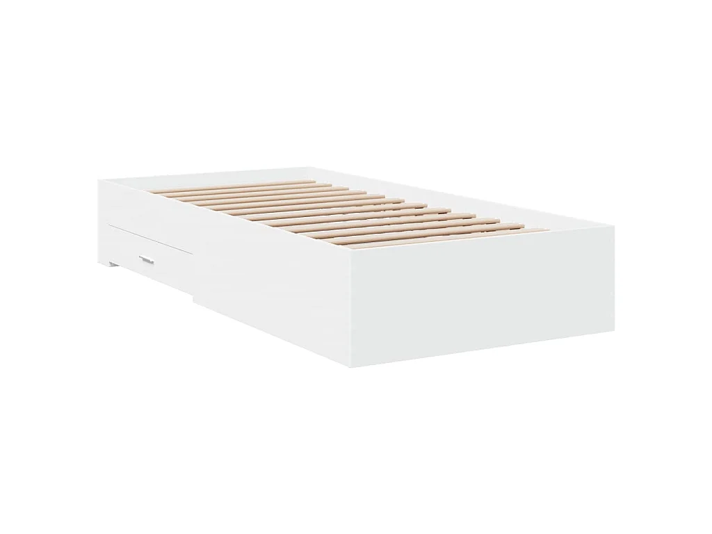 Bedframe met lades bewerkt hout wit 90x190 cm