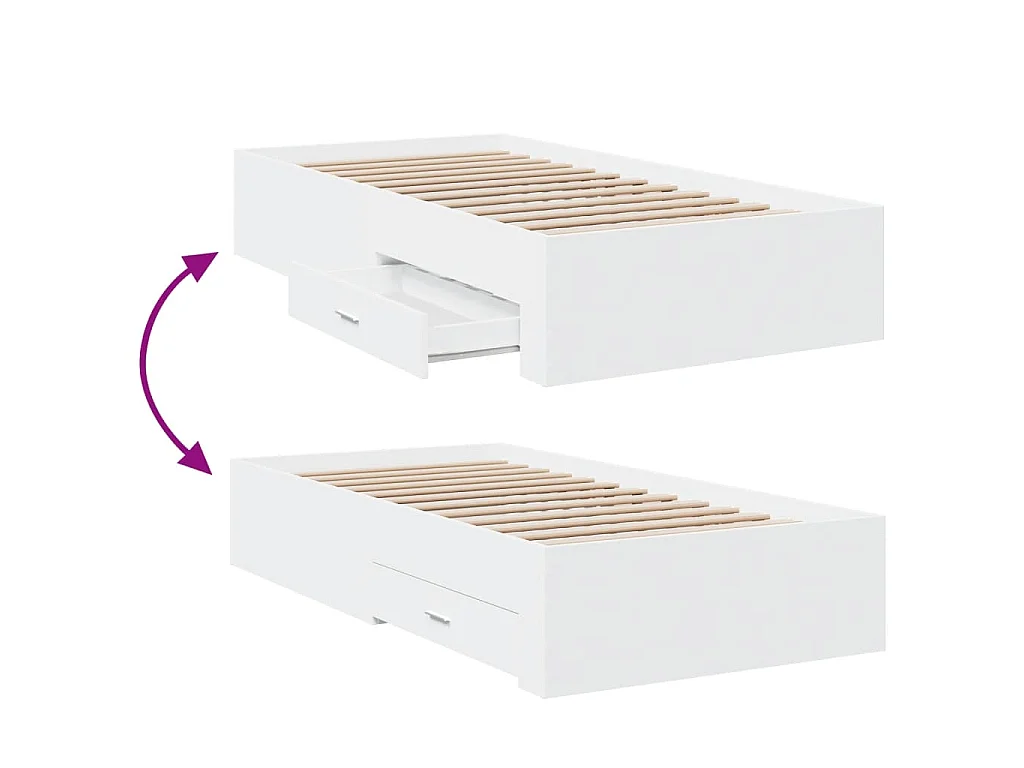 Cama con cajones madera de ingeniería blanca 90x190 cm