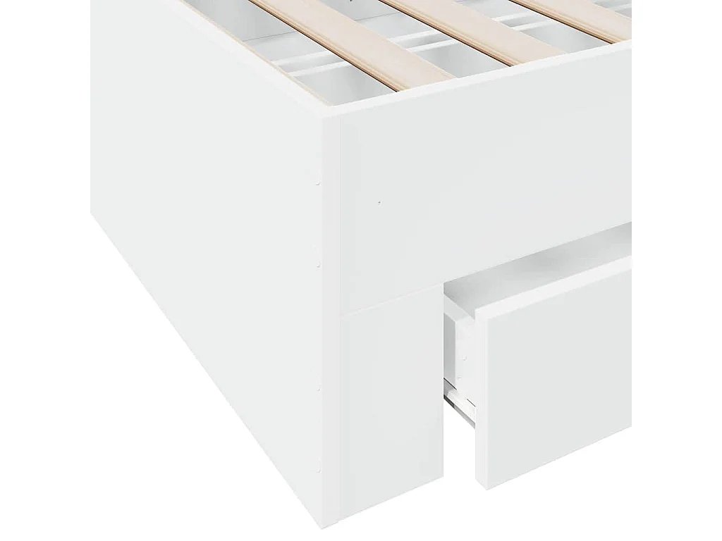 Cadre de lit avec tiroirs sans matelas blanc 90x190 cm