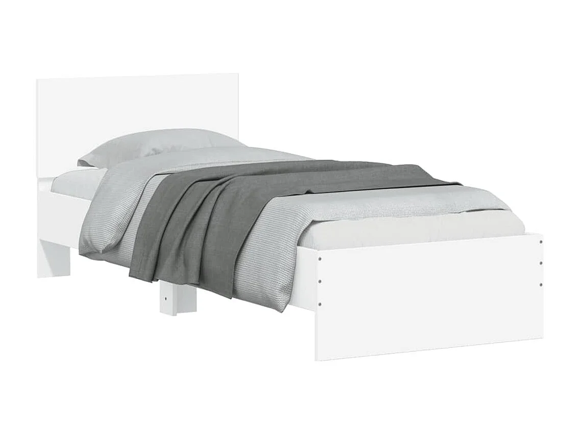 Bedframe met hoofdbord en LED-verlichting wit 75x190 cm