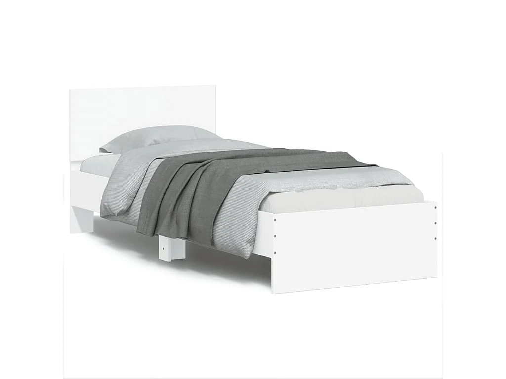 Estrutura de cama com cabeceira e luzes LED 75x190 cm branco