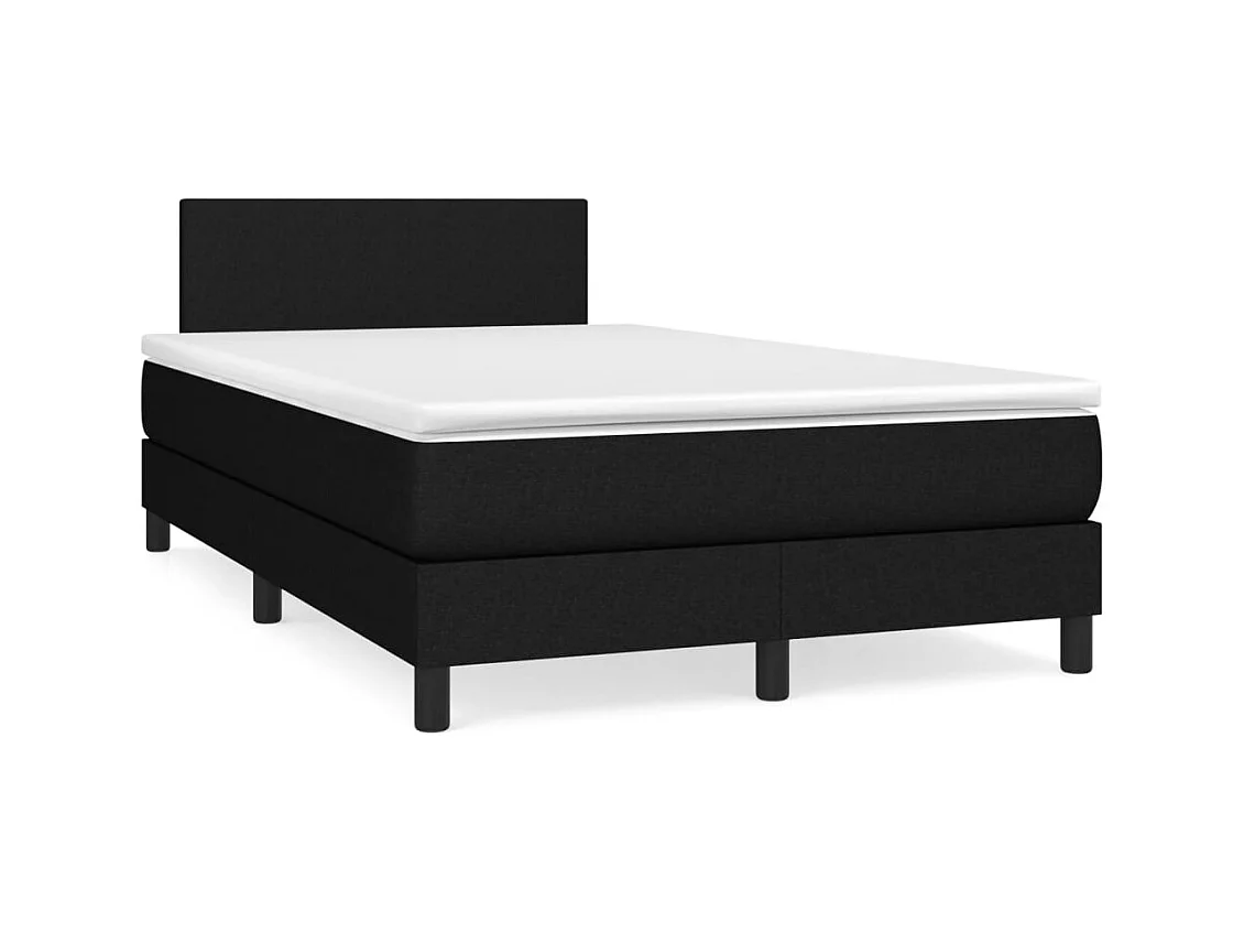 Sommier à lattes de lit avec matelas noir 120x190 cm tissu