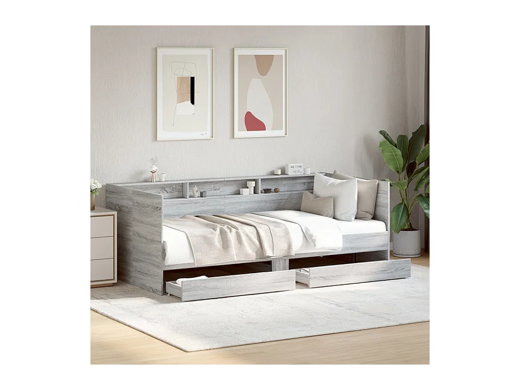 Lit de jour avec tiroirs sans matelas sonoma gris 90x190 cm