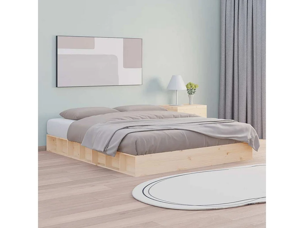 Cadre de lit sans matelas 150x200 cm bois massif