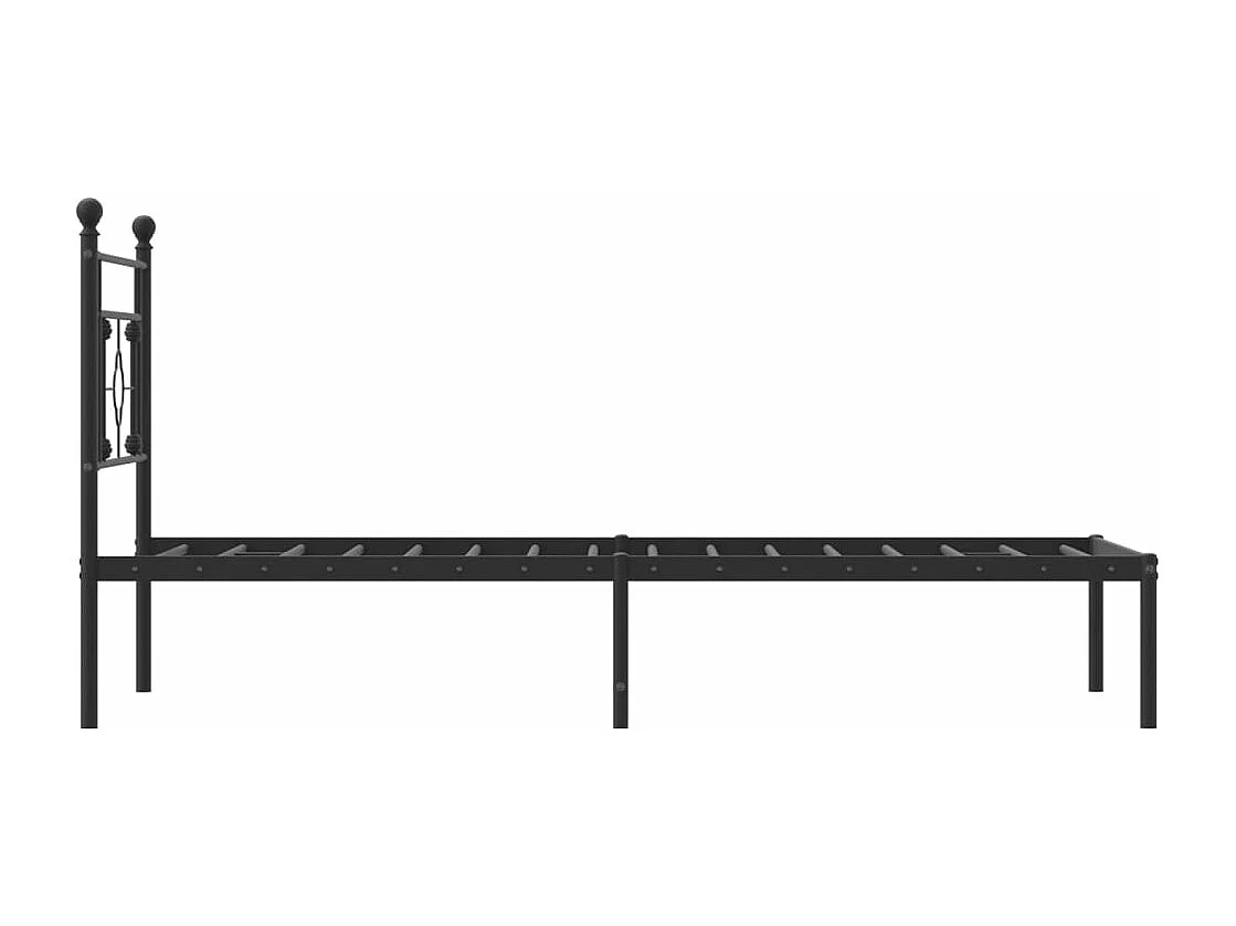 Cadre de lit métal sans matelas avec tête de lit noir 90x200 cm