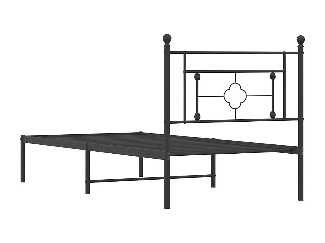 Cadre de lit métal sans matelas avec tête de lit noir 90x200 cm