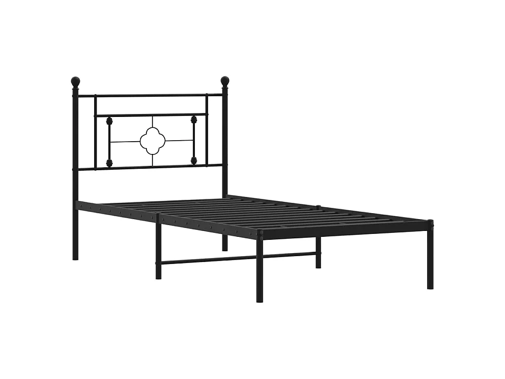 Cadre de lit métal sans matelas avec tête de lit noir 90x200 cm