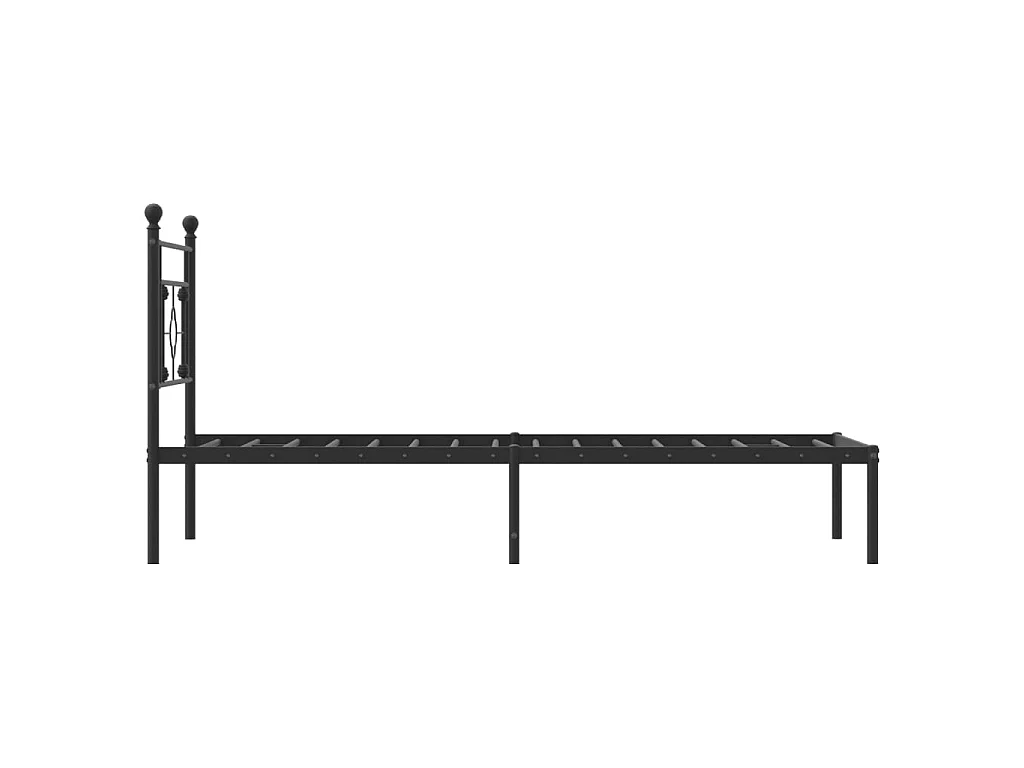 Cadre de lit métal sans matelas avec tête de lit noir 90x200 cm