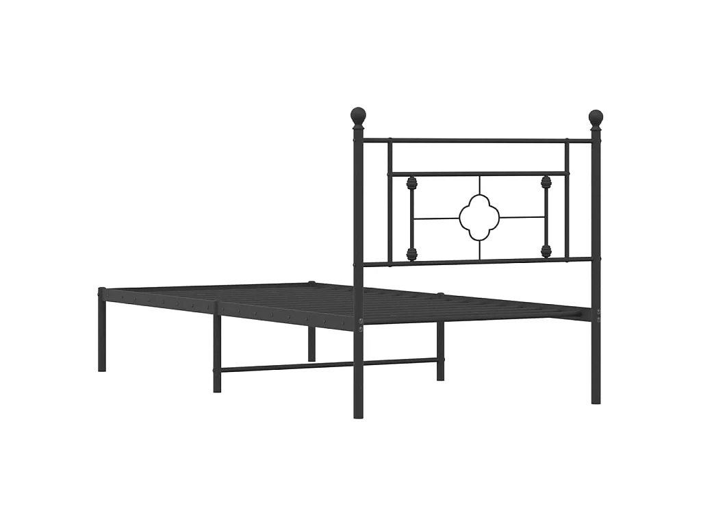 Cadre de lit métal sans matelas avec tête de lit noir 90x200 cm