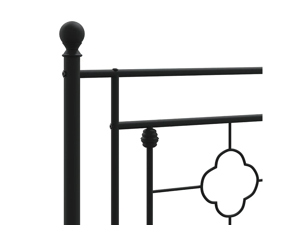 Cadre de lit métal sans matelas avec tête de lit noir 90x200 cm