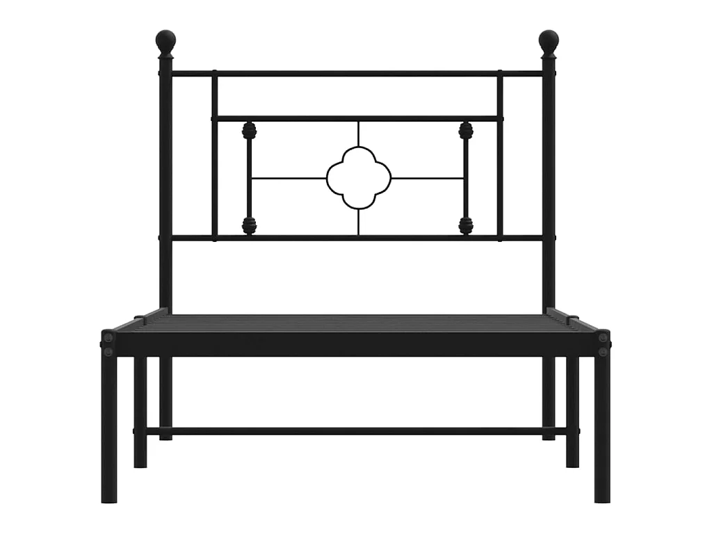Cadre de lit métal sans matelas avec tête de lit noir 90x200 cm
