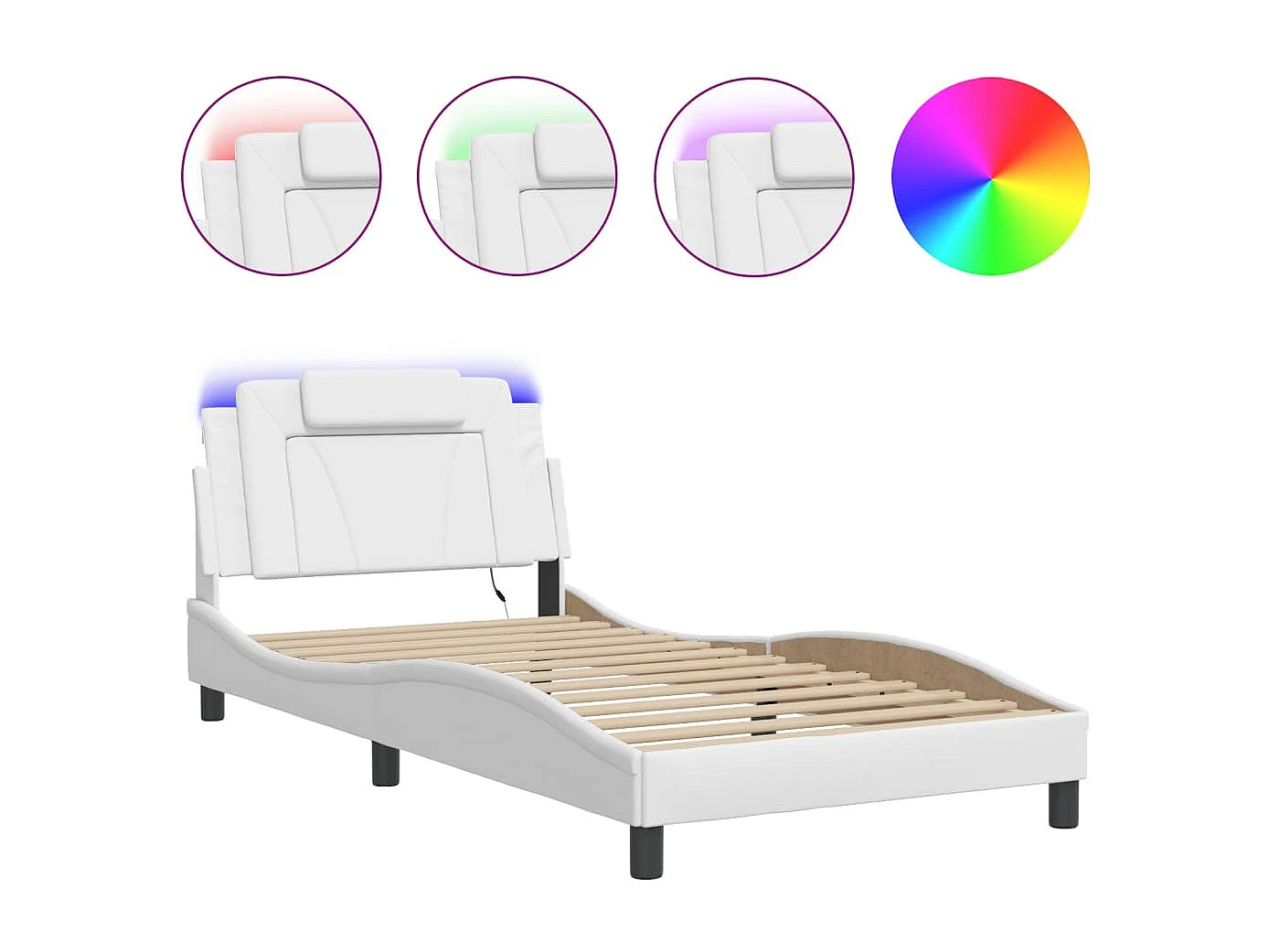 Giroletto Viana con LED senza Materasso Bianco 100x200 cm
