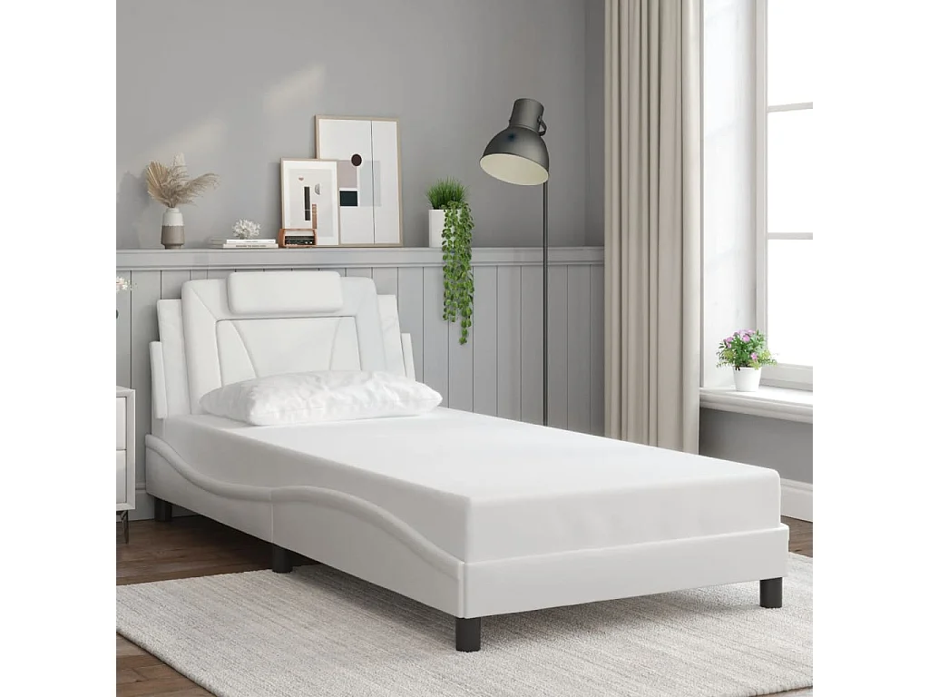 Cadre de lit Viana avec LED sans matelas blanc 100x200 cm