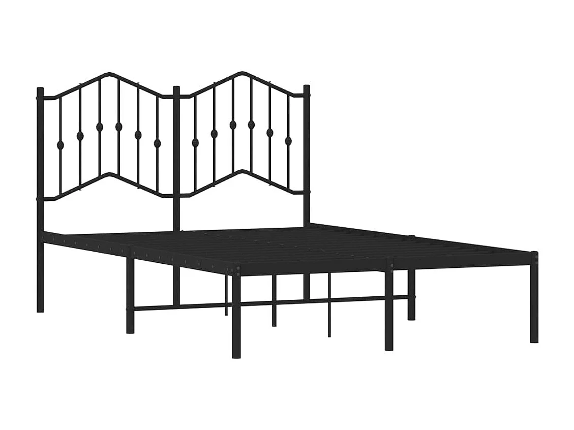 Cadre de lit métal sans matelas avec tête de lit noir 120x190cm