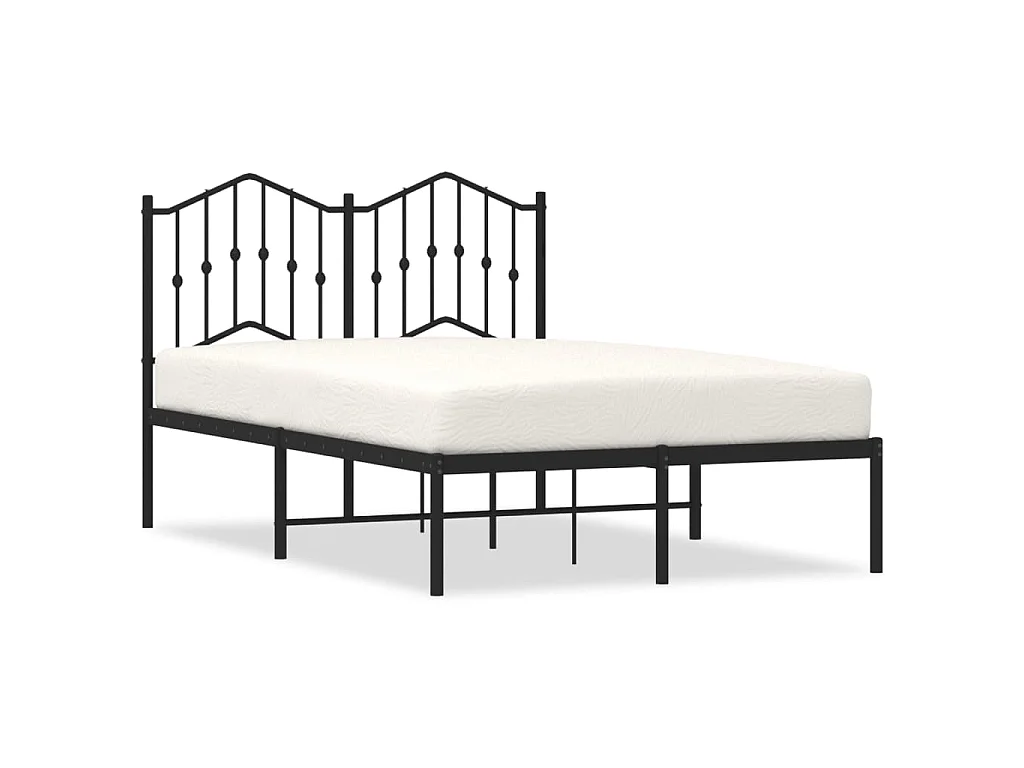 Cadre de lit métal sans matelas avec tête de lit noir 120x190cm