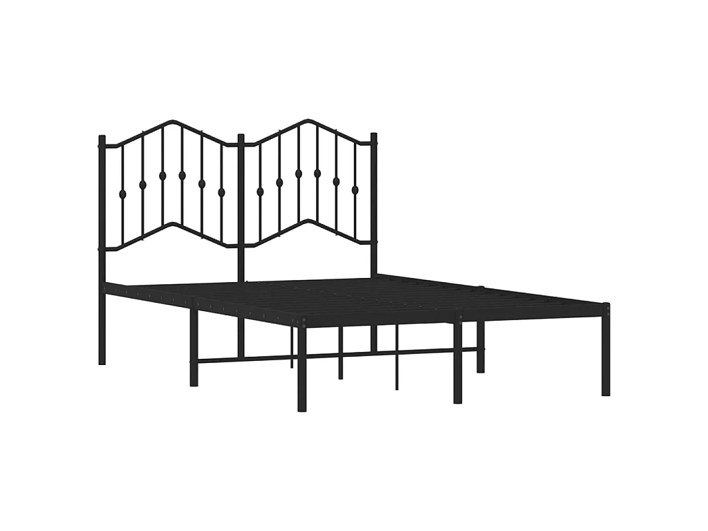 Cadre de lit métal sans matelas avec tête de lit noir 120x190cm