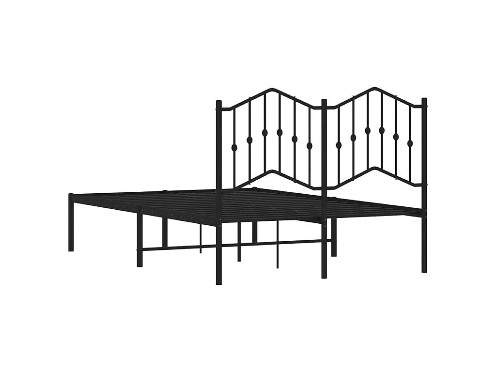 Cadre de lit métal sans matelas avec tête de lit noir 120x190cm