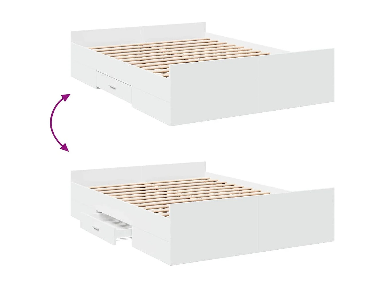 Estrutura de cama c/ gavetas 135x190cm derivados madeira branco