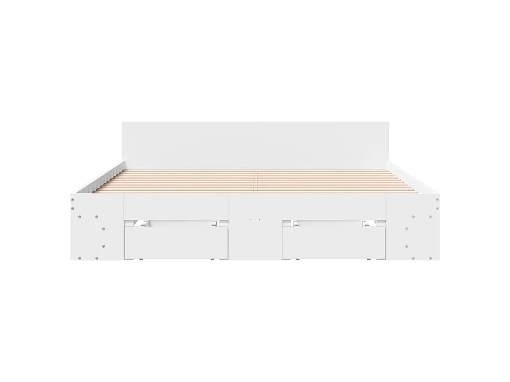 Cadre de lit avec tiroirs sans matelas blanc 140x190 cm