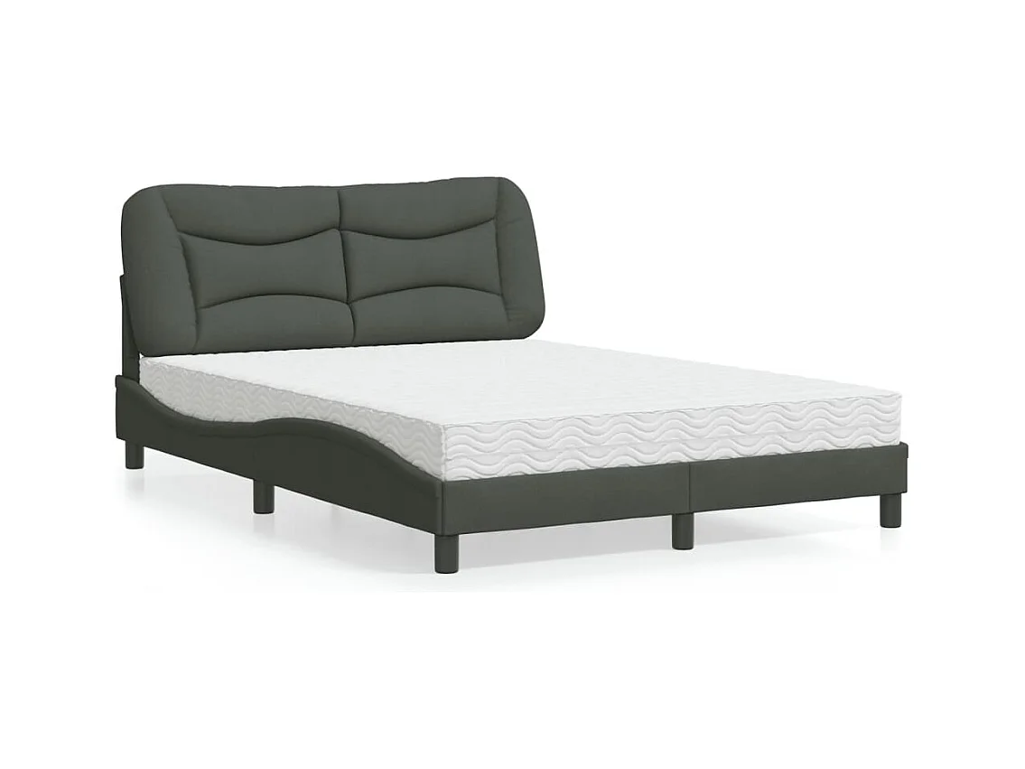 Lit avec matelas gris foncé 140x200 cm tissu
