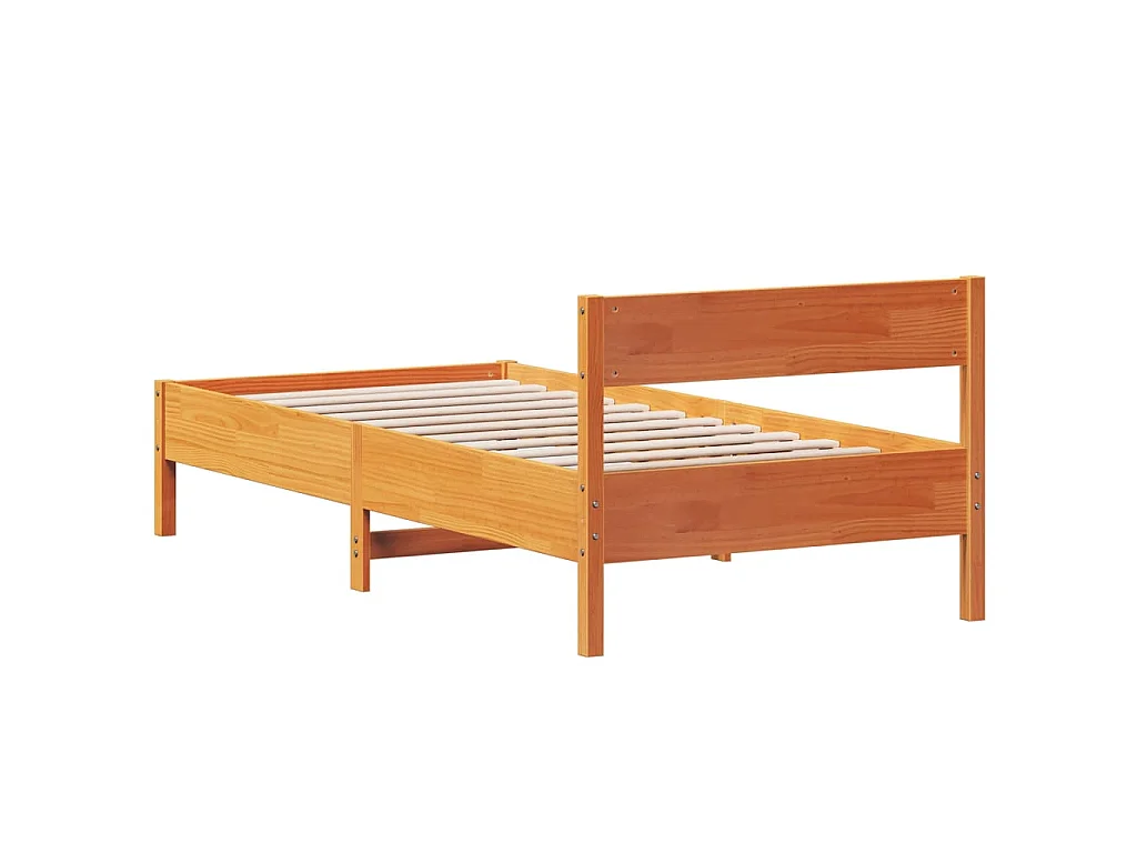 Cadre de lit sans matelas cire marron 75x190 cm bois pin massif