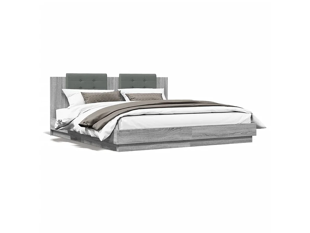 Cadre de lit sans matelas sonoma gris 200x200 cm