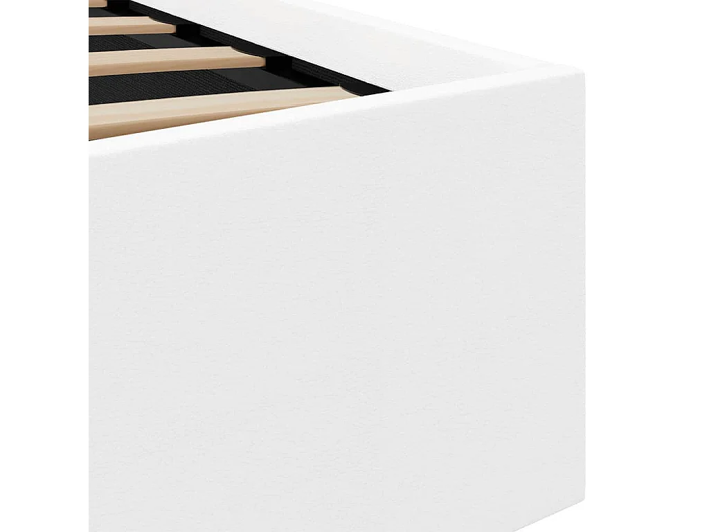 Cama hidráulica c/ arrumação LED 160x200cm couro artif. branco