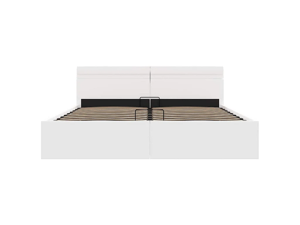 Cama canapé hidráulica con LED sin colchón blanco 160x200 cm