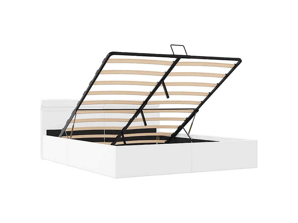 Cama canapé hidráulica con LED sin colchón blanco 160x200 cm