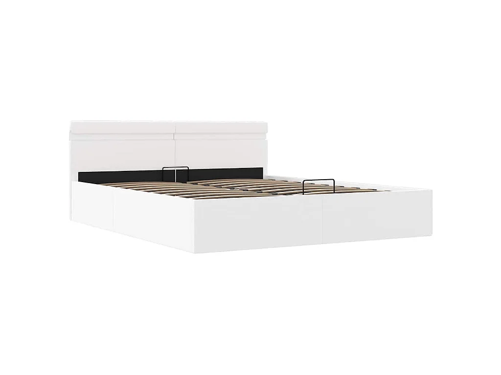 Giroletto Contenitore Idraulico LED Bianco Similpelle 160x200cm