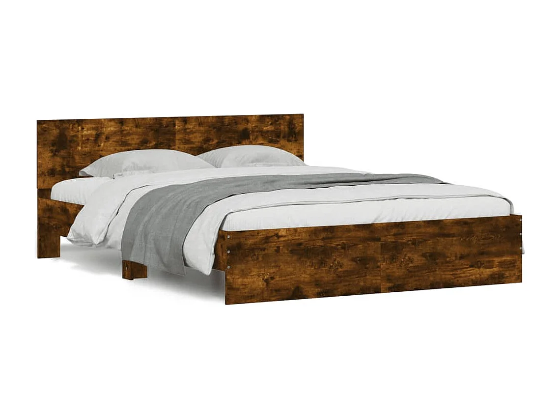 Cadre de lit avec LED sans matelas chêne fumé 160x200 cm